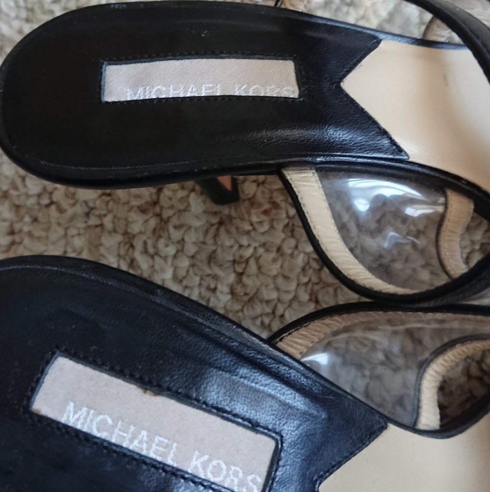 MICHAEL KORS Black Leather thong tantra slide sandals size 5 - Picture 8 of 12